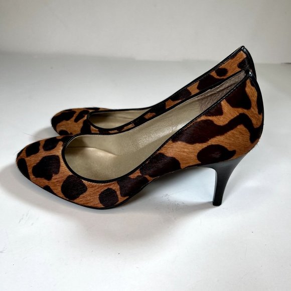 Talbots Womens Heel Size 6 Leopard Print Calf Hair Pump Brown Animal Print - Picture 4 of 9